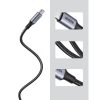 Kabelis USB-C kabelis pītā 5A 480MB/s 0,5 m melnā pelēkā krāsā