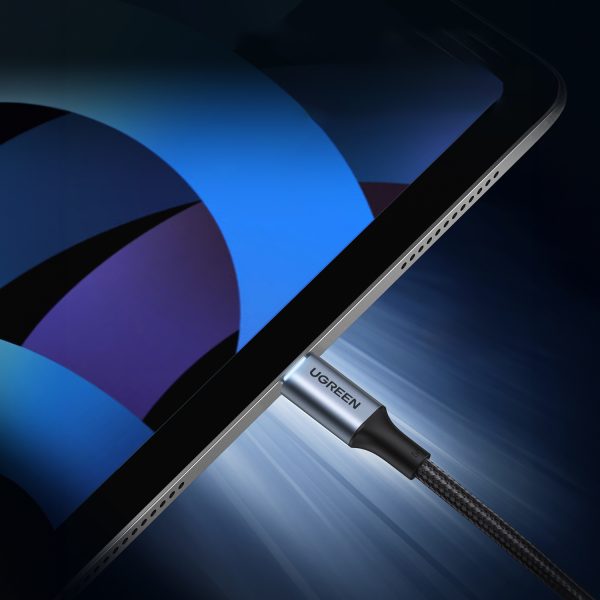 Kabelis USB-C kabelis pītā 5A 480MB/s 0,5 m melnā pelēkā krāsā