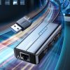 HUB USB -A tīkla adapteris - RJ45 1000 Mbps / 3x USB 3.0 melns