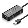HUB USB -A tīkla adapteris - RJ45 10/100 Mbps / 3x USB 3.0 melns
