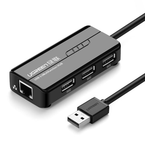HUB USB -A tīkla adapteris - RJ45 10/100 Mbps / 3x USB 3.0 melns