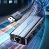 HUB USB -A tīkla adapteris - RJ45 10/100 Mbps / 3x USB 3.0 melns