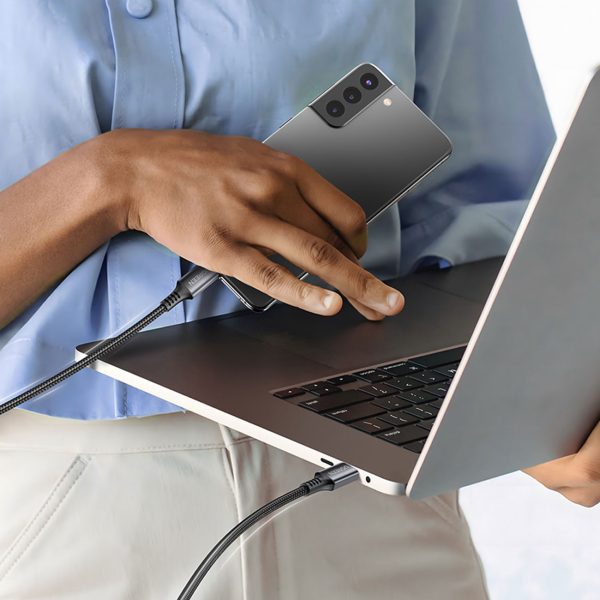 Kabelis USB-C kabelis 100W 5A PD 480Mbps 3m pelēks