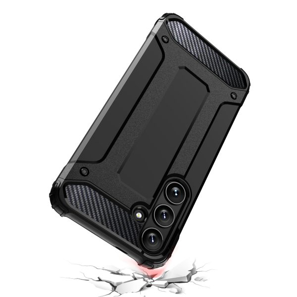 Bruņots gadījums, kas pastiprināts Samsung Galaxy S24+ hibrīdu bruņu melnajām