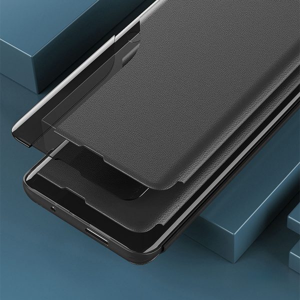 Lietas gadījums Samsung S24 ar atloku un eko ādas skata korpusu melna pamatne