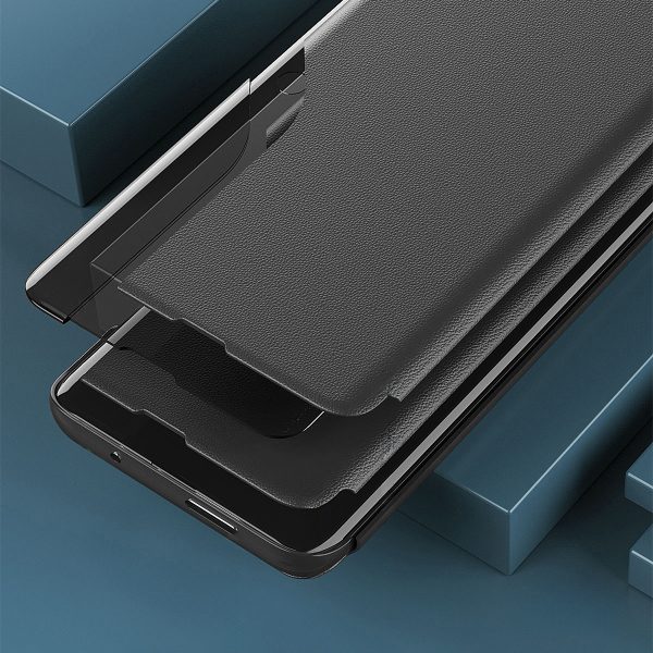 Lietas gadījums Samsung S24 Ultra ar atloku un eko ādas skata korpusu melns