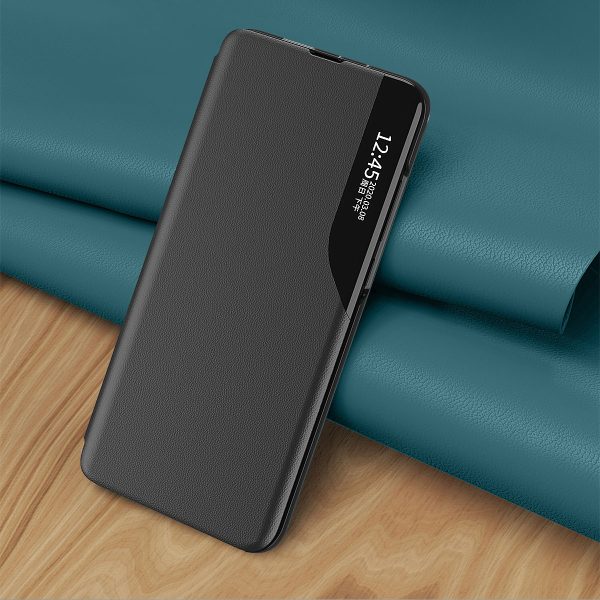 Lietas gadījums Samsung S24 Ultra ar atloku un eko ādas skata korpusu melns