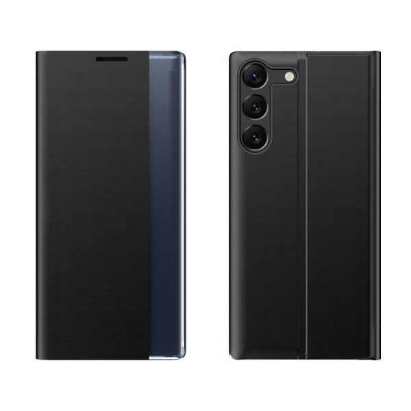 Gadījuma gadījums Samsung S24+ ar magnētisku jauno miega skata korpusu melns atloks