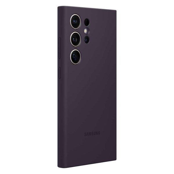 Sākotnējā silikona korpuss Samsung Galaxy S24 Ultra silikona gadījumu tumši violetā