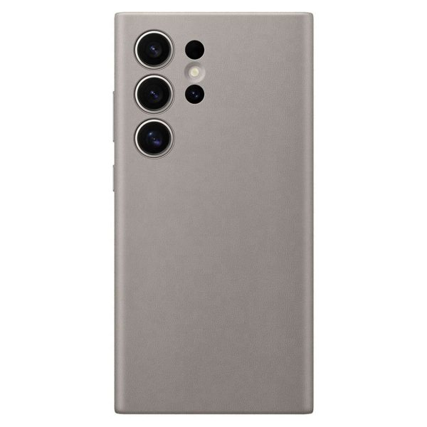 Oriģināls korpuss Samsung Galaxy S24 Ultra Vegan Leather Case GP-FPS928HCAAW pelēkā krāsā