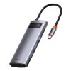 5in1 daudzfunkcionāls centrmezgls USB-C PD 100W HDMI 4K 3X USB 3.2 pelēks