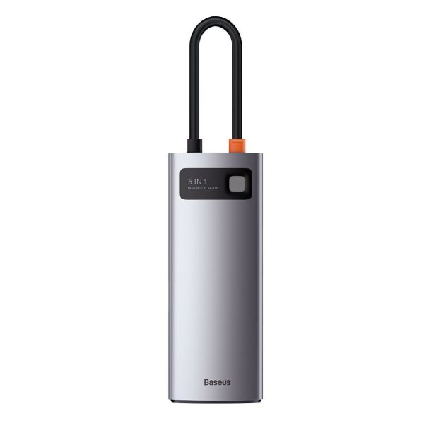 5in1 daudzfunkcionāls centrmezgls USB-C PD 100W HDMI 4K 3X USB 3.2 pelēks
