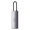 5in1 daudzfunkcionāls centrmezgls USB-C PD 100W HDMI 4K 3X USB 3.2 pelēks