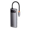5in1 daudzfunkcionāls centrmezgls USB-C PD 100W HDMI 4K 3X USB 3.2 pelēks