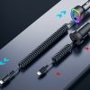 4in1 ātrs USB-C PD 2X USB QC3 automašīnas lādētājs ar zibens 1,6m 57W melns kabelis