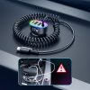 4in1 ātrs USB-C PD 2X USB QC3 automašīnas lādētājs ar zibens 1,6m 57W melns kabelis