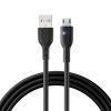 USB kabeļa kabelis - MicroUSB 2.4A ar 2M LED melnu