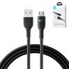 USB kabeļa kabelis - MicroUSB 2.4A ar 2M LED melnu
