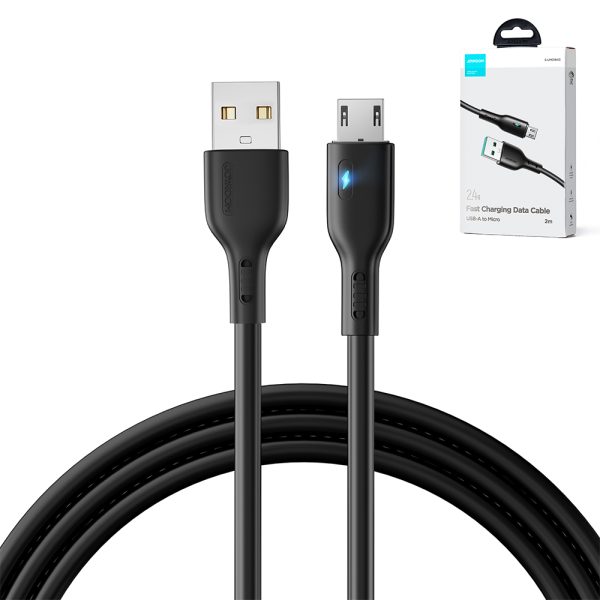 USB kabeļa kabelis - MicroUSB 2.4A ar 2M LED melnu