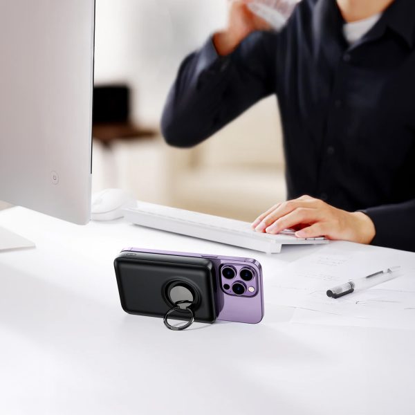 Bezvadu PowerBank 1000mah 20w magsafe ar statīvu + USB-C kabelis melns