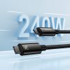 Kabelis USB-C kabelis pītā 480MB/s 240W volframa zelta 3M melnā krāsā
