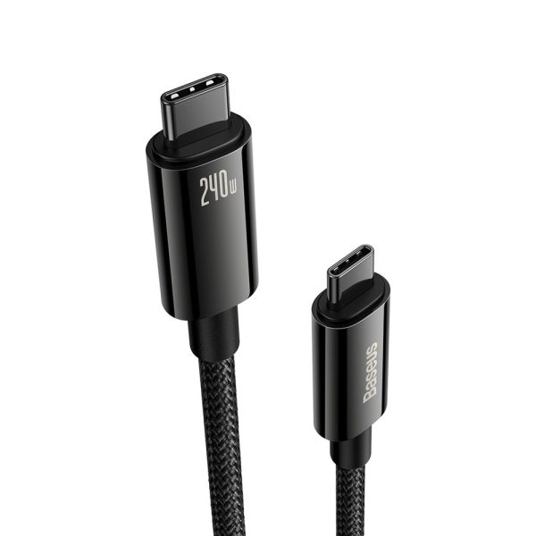 Kabelis USB-C kabelis pītā 480MB/s 240W volframa zelta 3M melnā krāsā