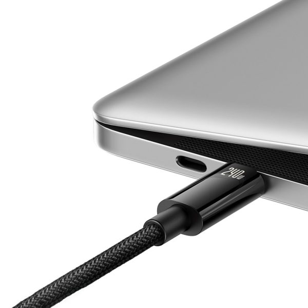 Kabelis USB-C kabelis pītā 480MB/s 240W volframa zelta 3M melnā krāsā