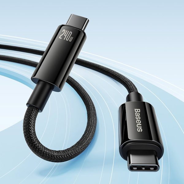 Kabelis USB-C kabelis pītā 480MB/s 240W volframa zelta 3M melnā krāsā