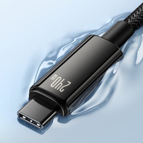 Kabelis USB-C kabelis pītā 480MB/s 240W volframa zelta 3M melnā krāsā