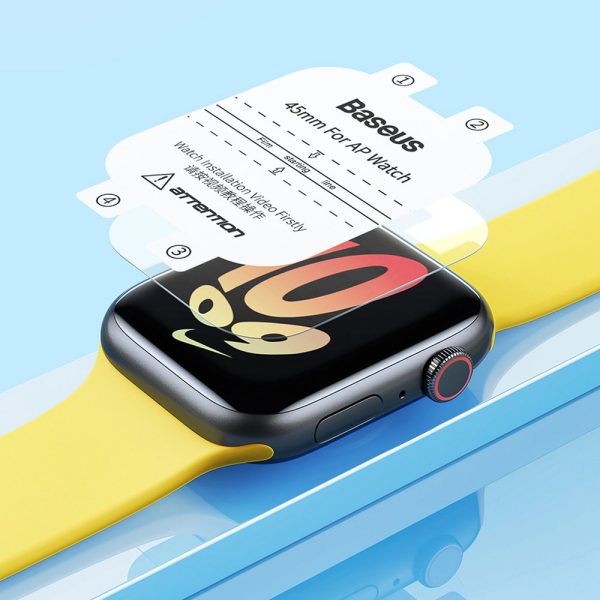 2x aizsargājošais folijas nanokristāls Apple Watch 7/8/9 45 mm + caurspīdīgs montāžas komplekts