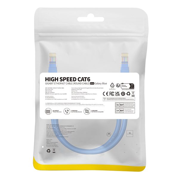 Kabeļa tīkla kabeļa Ethernet Cat 6 RJ-45 1000MB/s Vītā pāris 0,5 m zilā krāsā