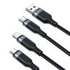 3in1 USB-A kabeļa iPhone zibens USB-C microUSB Multi-U 1,2m melns