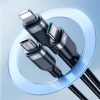 3in1 USB-A kabeļa iPhone zibens USB-C microUSB Multi-U 1,2m melns