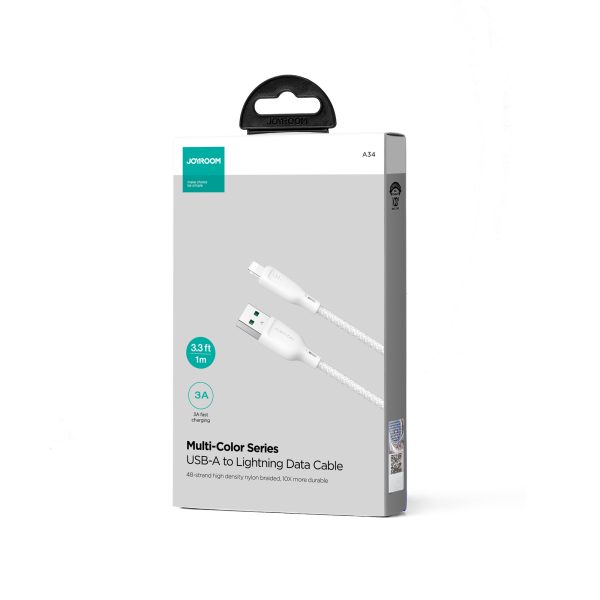 Kabelis kabelis iPhone USB-A-Lighting 3A daudzkrāsu sērijai 1m balts