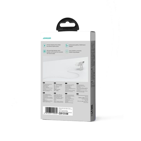 Kabelis kabelis iPhone USB-A-Lighting 3A daudzkrāsu sērijai 1m balts