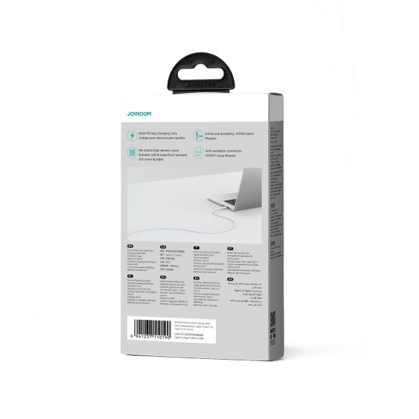 Kabelis USB-C 60W kabeļa ātrā daudzkrāsu sērija 1m baltā pārnešana