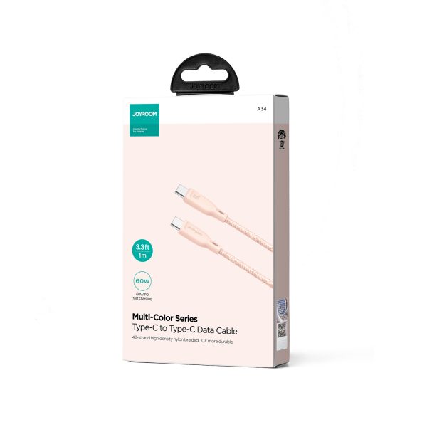 Kabelis USB-C 60W kabeļa ātrā daudzkrāsu sērija 1m rozā pārnešana