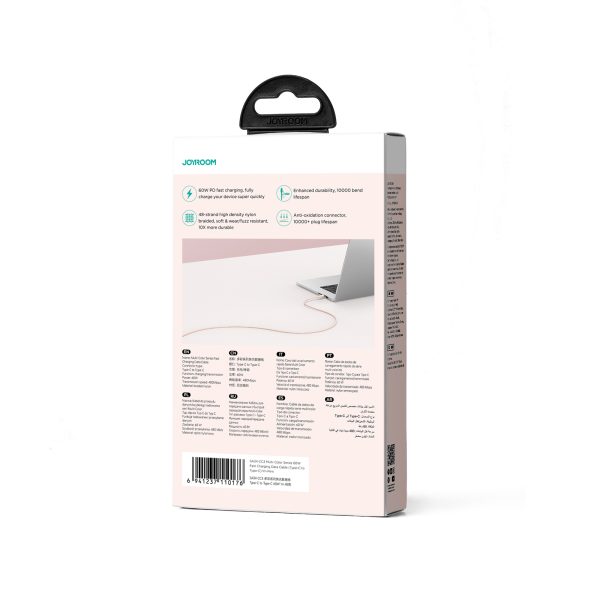 Kabelis USB-C 60W kabeļa ātrā daudzkrāsu sērija 1m rozā pārnešana