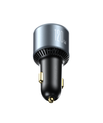 120W automašīnas lādētājs 2x USB-C 1X USB-A + USB-C 100W USB-C kabelis tumši pelēks