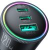 120W automašīnas lādētājs 2x USB-C 1X USB-A + USB-C 100W USB-C kabelis tumši pelēks