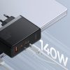 Pro 160W Gan Gan5 2x USB-C / USB-A Network Charger + USB-C kabelis melns