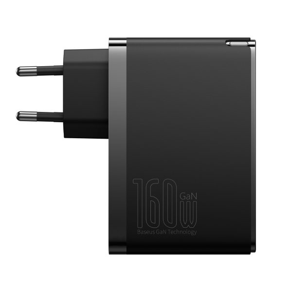 Pro 160W Gan Gan5 2x USB-C / USB-A Network Charger + USB-C kabelis melns