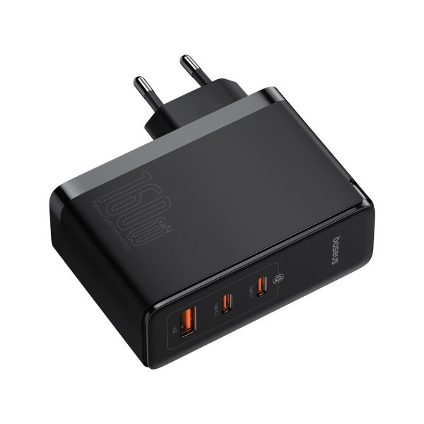 Pro 160W Gan Gan5 2x USB-C / USB-A Network Charger + USB-C kabelis melns