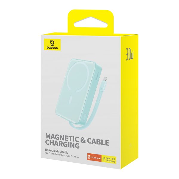 Mini PowerBank Magsafe 1000mAh 30W ar USB-C 0,3M zilo kabeli