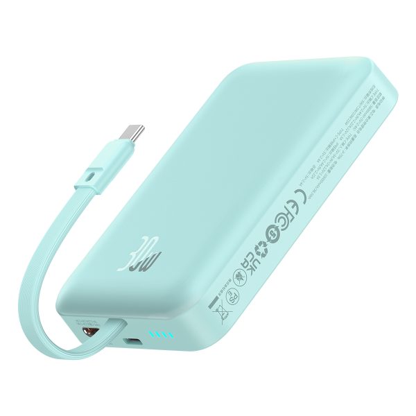 Mini PowerBank Magsafe 1000mAh 30W ar USB-C 0,3M zilo kabeli