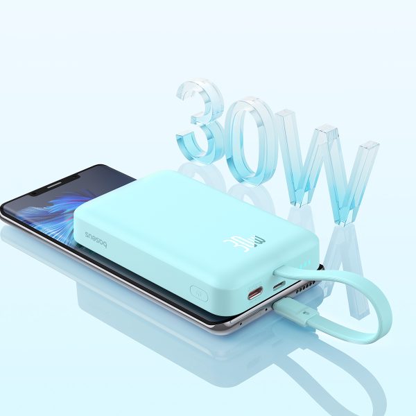 Mini PowerBank Magsafe 1000mAh 30W ar USB-C 0,3M zilo kabeli