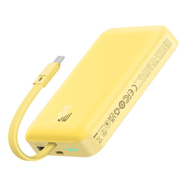 Mini PowerBank Magsafe 1000mAh 30W ar USB-C 0,3 m kabeli dzeltenā