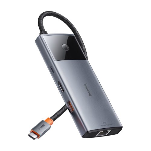 6in1 centrmezgls USB-C adapteris USB-A / USB-C / PD / HDMI / RJ-45 Black