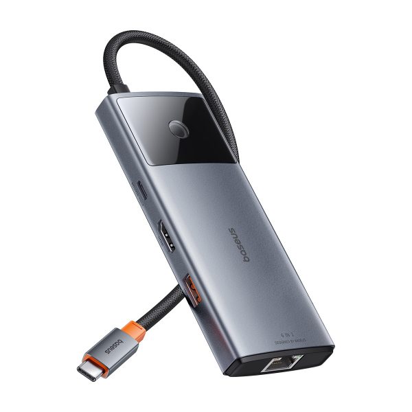 6in1 centrmezgls USB-C adapteris USB-A / USB-C / PD / HDMI / RJ-45 Black