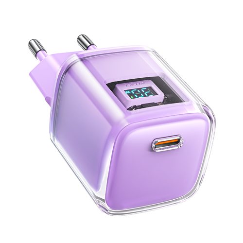 Tīkla lādētājs ar PD 30W Gan3 USB-C Purple Display
